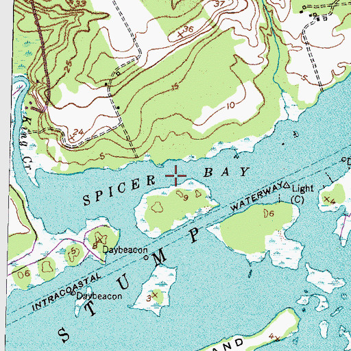 Topographic Map of Spicer Bay, NC