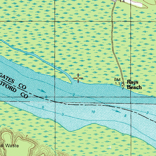 Topographic Map of Spices Creek, NC