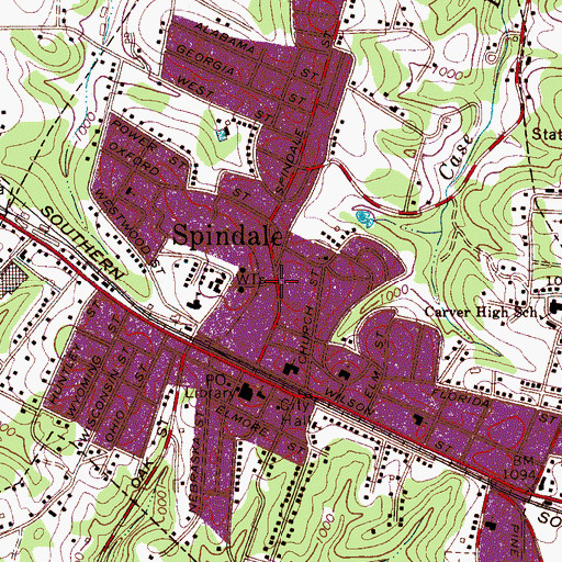 Topographic Map of Spindale, NC