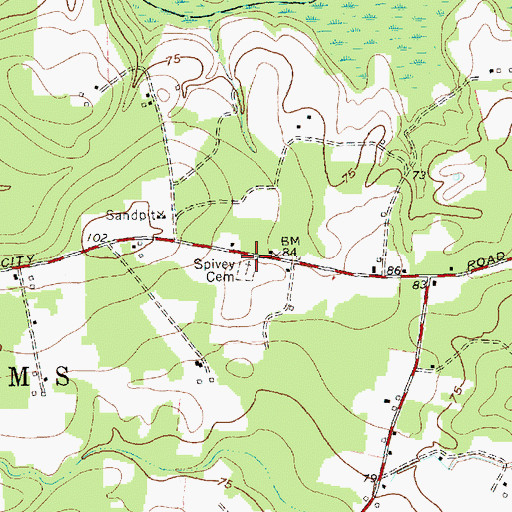 Topographic Map of Spivey Cemetery, NC