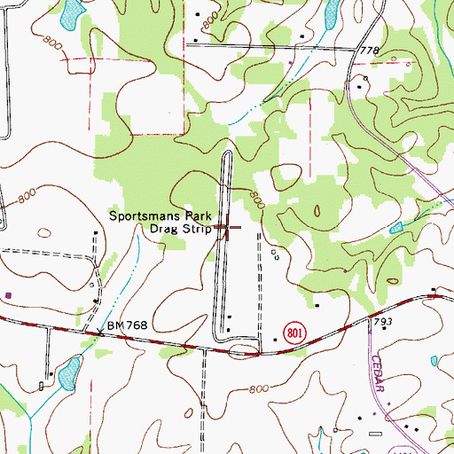 Topographic Map of Sportsmans Park Drag Strip, NC