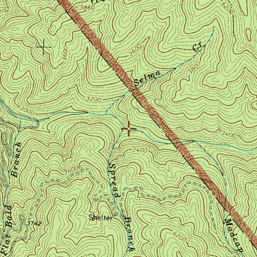 Topographic Map of Spread Branch, NC