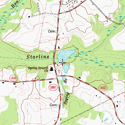 Topographic Map of Spring Branch, NC