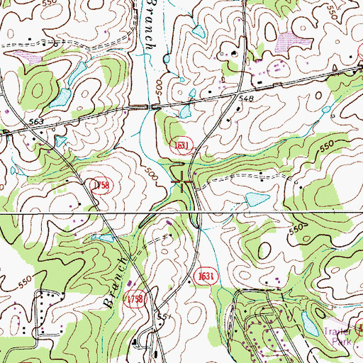 Topographic Map of Spring Branch, NC