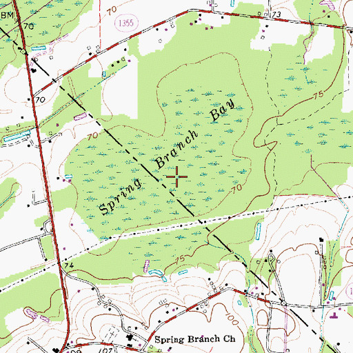 Topographic Map of Spring Branch Bay, NC