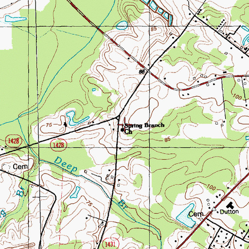 Topographic Map of Spring Branch Church, NC