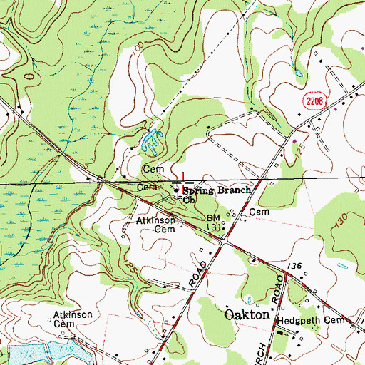 Topographic Map of Spring Branch Church, NC