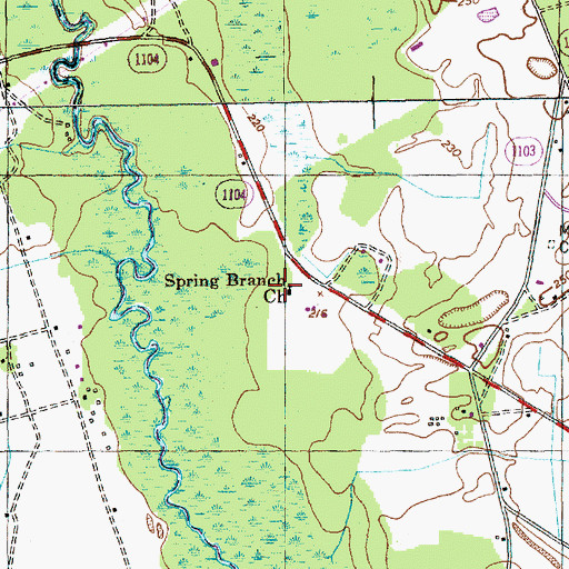 Topographic Map of Spring Branch Church, NC