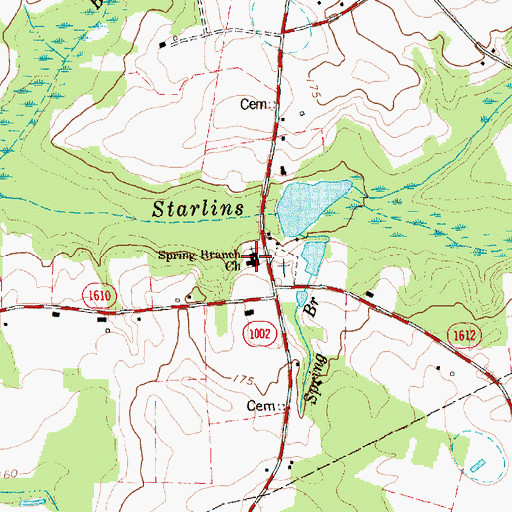 Topographic Map of Spring Branch Church, NC