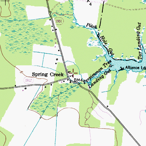 Topographic Map of Spring Creek, NC
