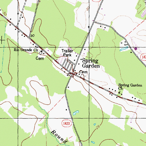 Topographic Map of Spring Garden, NC