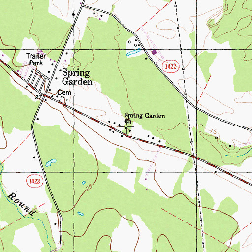 Topographic Map of Spring Garden Church, NC