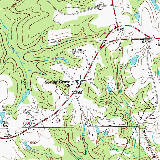 Topographic Map of Spring Grove Presbyterian Church, NC