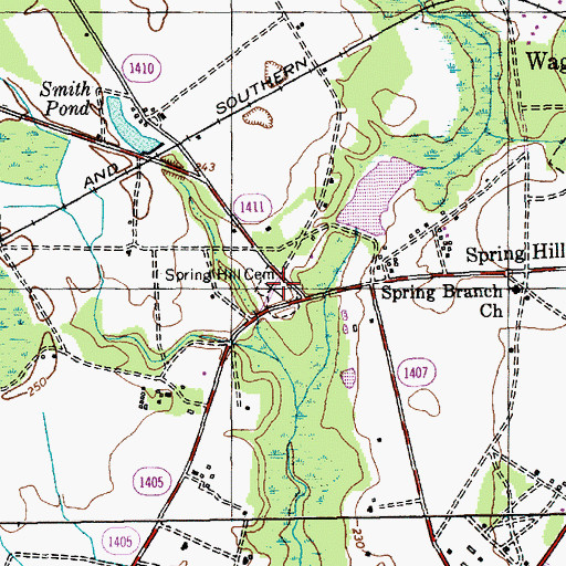 Topographic Map of Spring Hill Cemetery, NC
