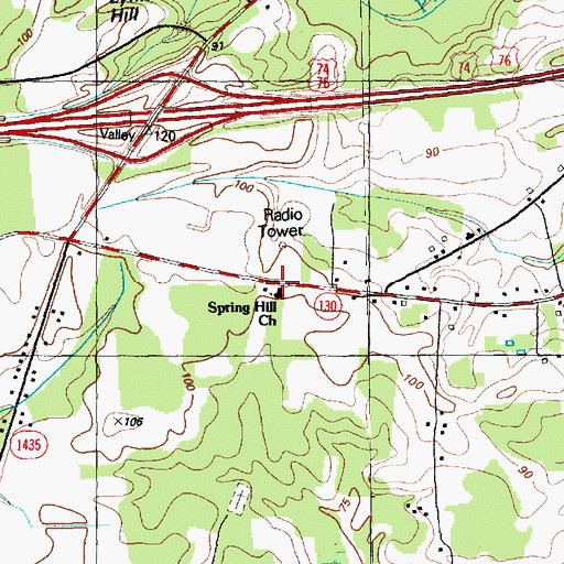 Topographic Map of Spring Hill Church, NC