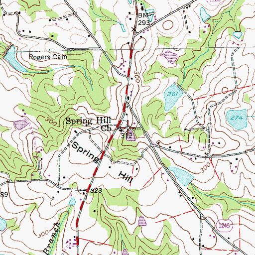 Topographic Map of Spring Hill Church, NC