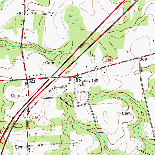 Topographic Map of Spring Hill Church, NC