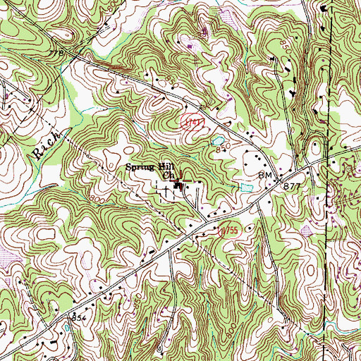 Topographic Map of Spring Hill Methodist Church, NC