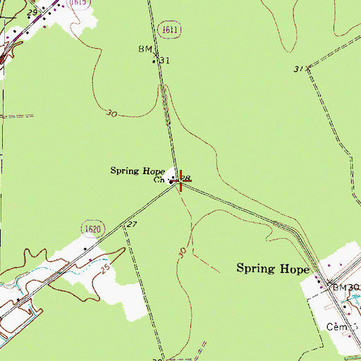 Topographic Map of Spring Hope Church, NC