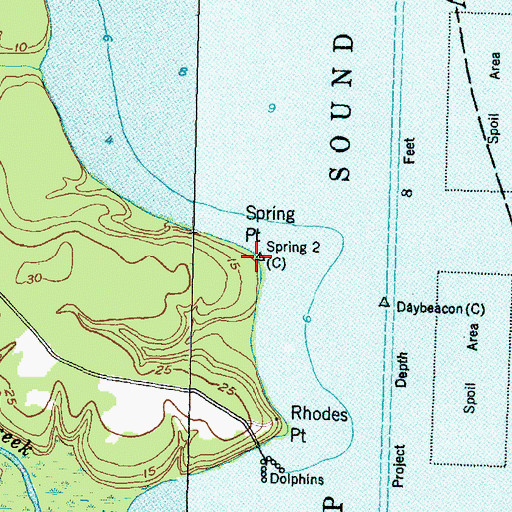 Topographic Map of Spring Point, NC
