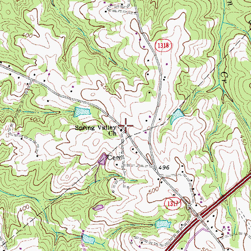 Topographic Map of Spring Valley Church, NC
