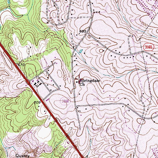 Topographic Map of Springdale Church, NC