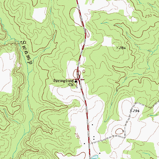 Topographic Map of Springfield Church, NC