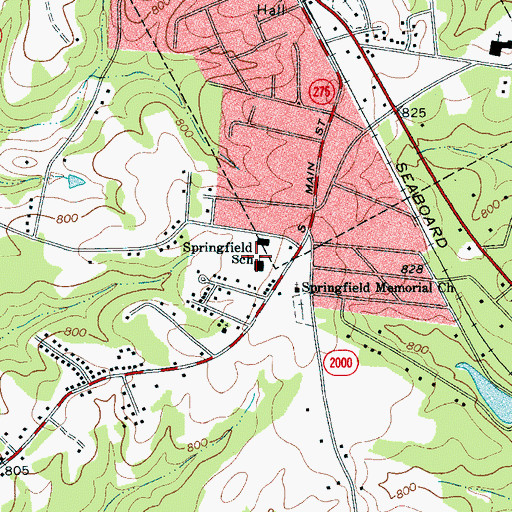 Topographic Map of Springfield School, NC