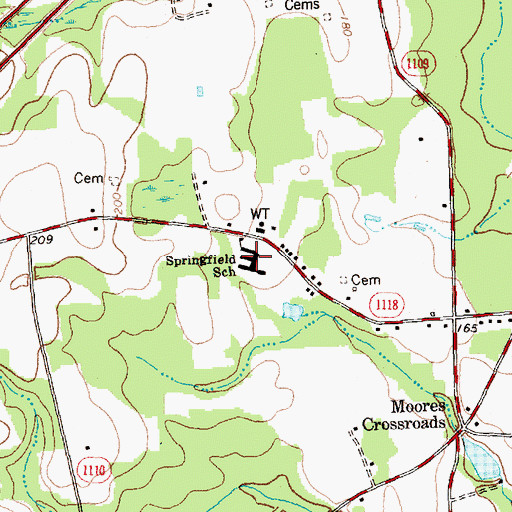 Topographic Map of Springfield School, NC