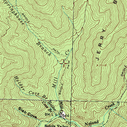 Topographic Map of Springhouse Branch, NC