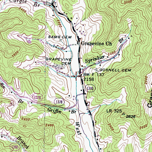 Topographic Map of Sprinkler Branch, NC