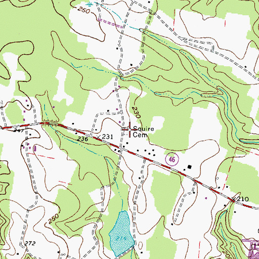 Topographic Map of Squire Cemetery, NC