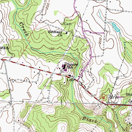 Topographic Map of Squire School, NC