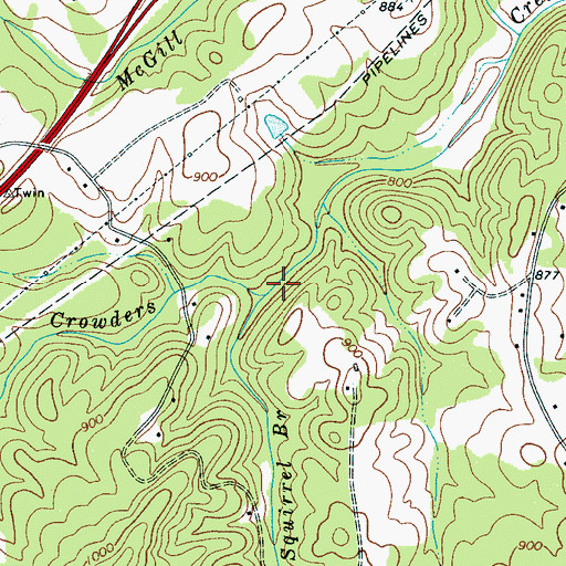 Topographic Map of Squirrel Branch, NC