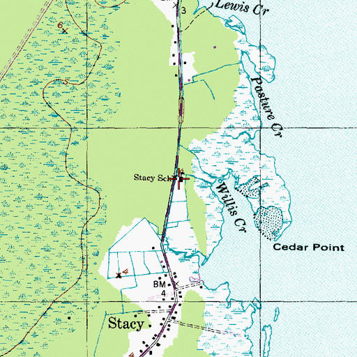 Topographic Map of Stacy School, NC