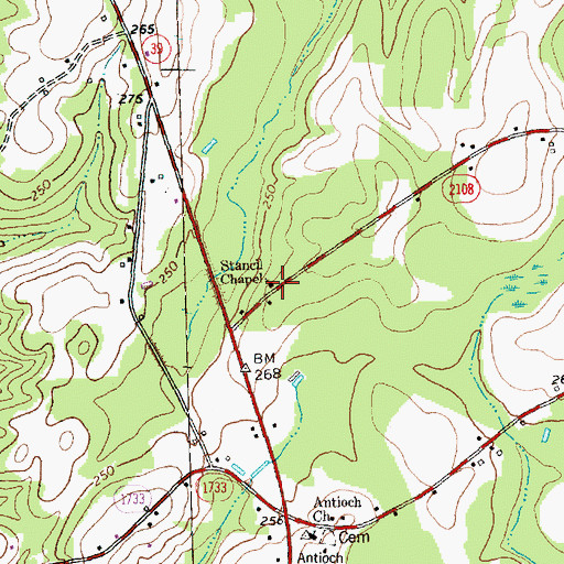 Topographic Map of Stancil Chapel, NC