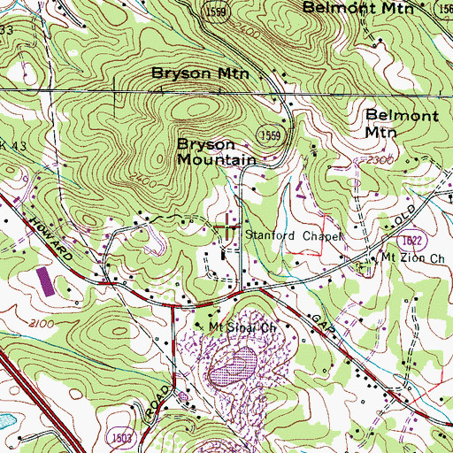Topographic Map of Stanford Chapel, NC
