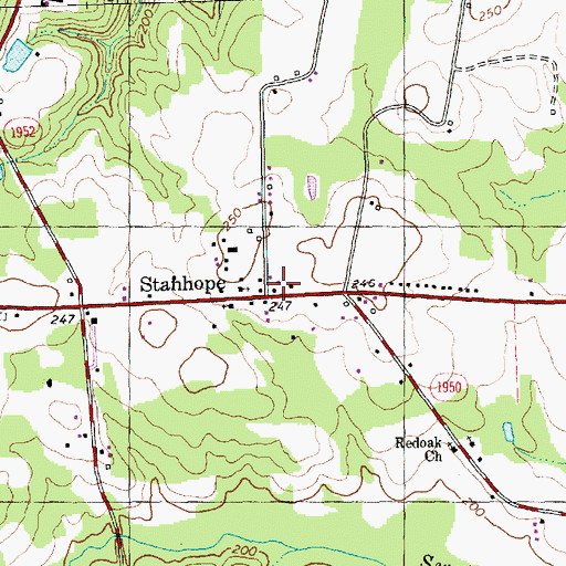 Topographic Map of Stanhope, NC