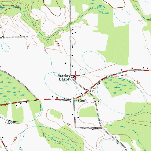 Topographic Map of Stanley Chapel, NC