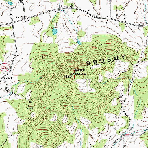 Topographic Map of Star Peak, NC