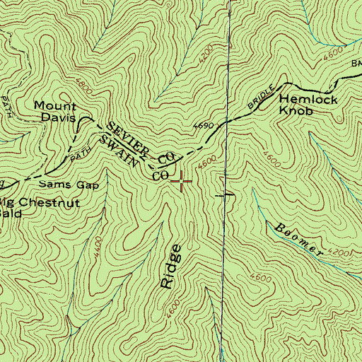 Topographic Map of Starkey Ridge, NC