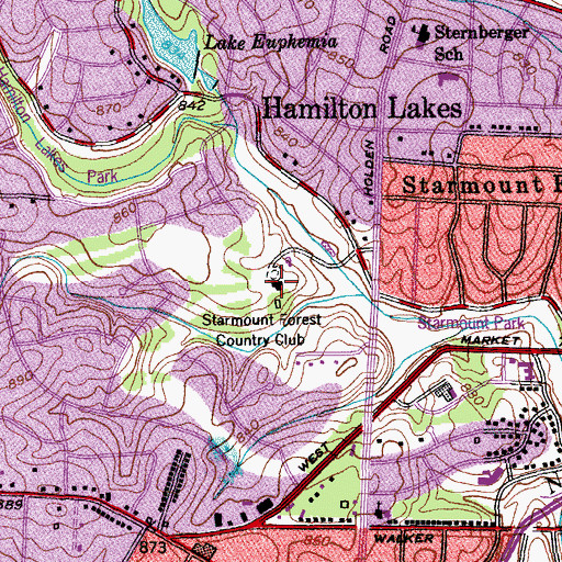 Topographic Map of Starmount Forest Country Club, NC