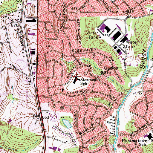 Topographic Map of Starmount Elementary School, NC