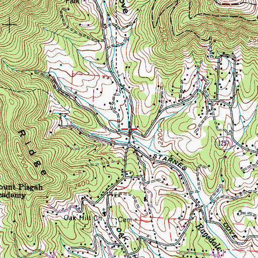 Topographic Map of Starnes Cove, NC