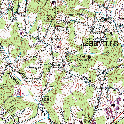 Topographic Map of Starnes Cove Church, NC