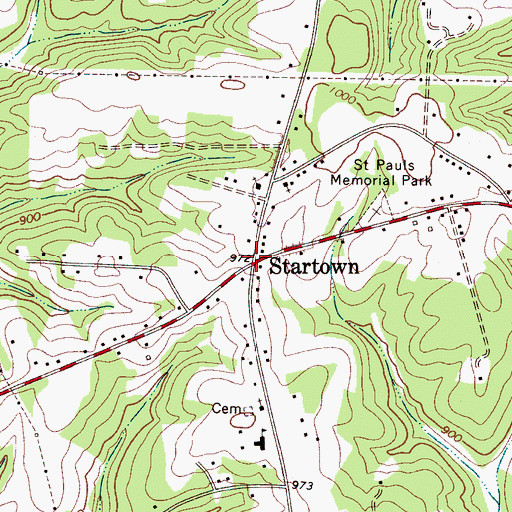 Topographic Map of Startown, NC