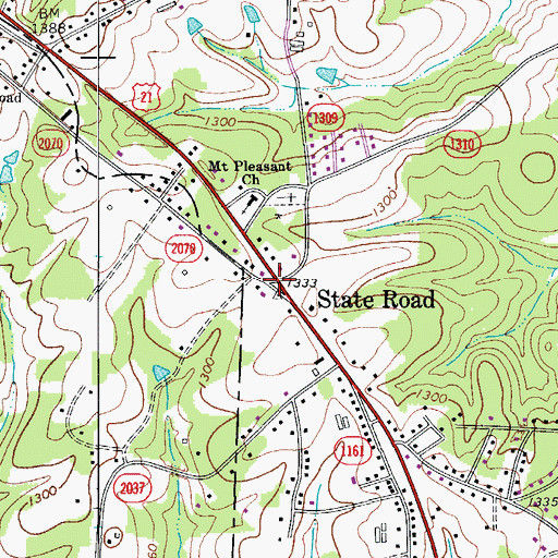 Topographic Map of State Road, NC