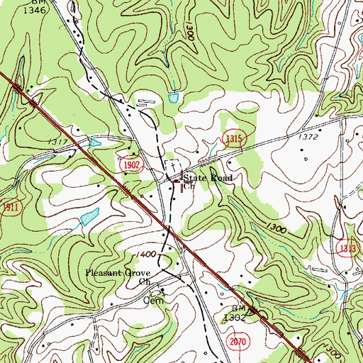 Topographic Map of State Road Primitive Baptist Church, NC