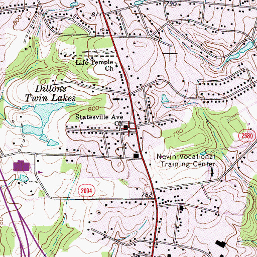 Topographic Map of Statesville Avenue Church, NC
