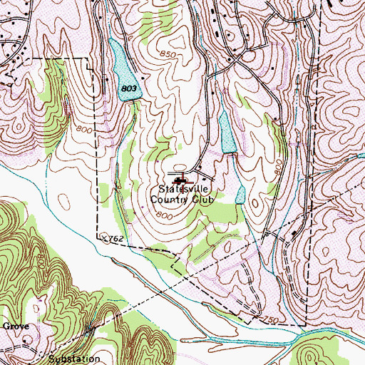 Topographic Map of Statesville Country Club, NC